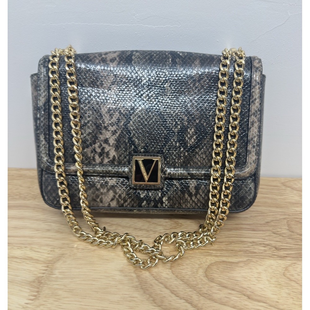 Victoria Secret Snakeskin Purse Gold Chain‎ Python Crossbody Shoulder Bag #50